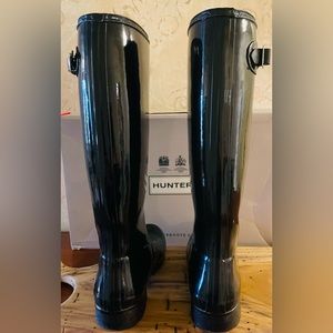 Hunter Glossy Original Tall Tour foldable adjustable boots